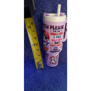 Purple White Unicorn Mini tumbler Keychain